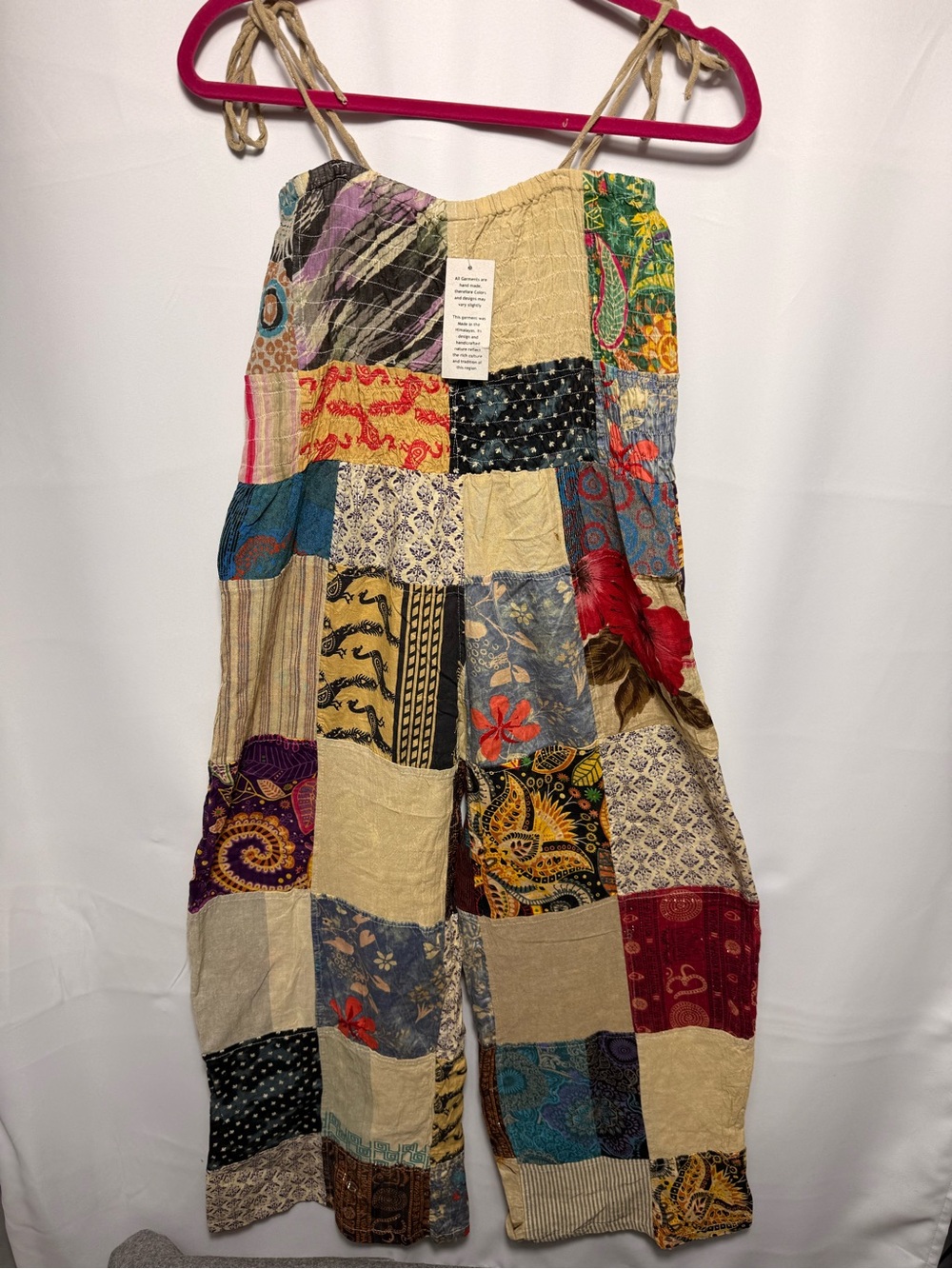 Katmandu Imports Handmade Patchwork Cotton Boho Jumpsuit Romper S/M Made in Nepl - Picture 6 of 6